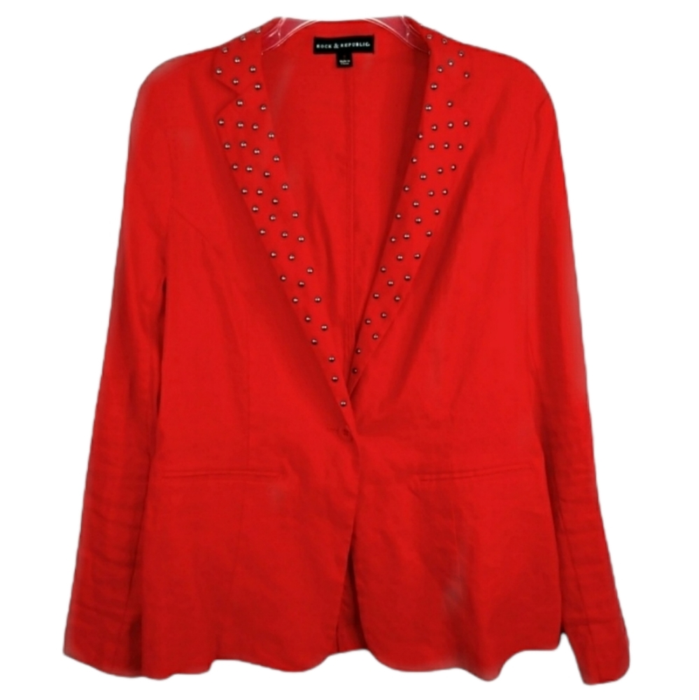 Rock & Republic Scarlet Blazer with Stud Accents